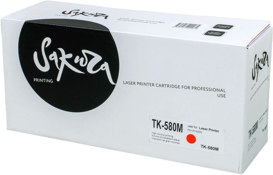 Картридж SAKURA TK580M для Kyocera Mita FS-5150DN, 5250DN, пурпурный, 2800 к.