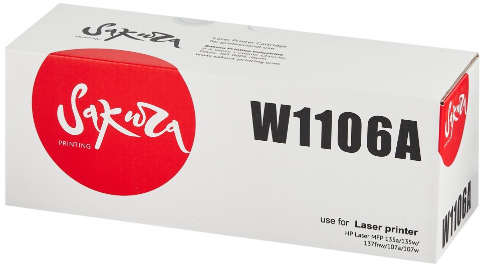 Картридж SAKURA W1106A для HP LaserJet 107a,  107r,  107w,  135a,  135r,  135w,  137fnw, черный, 1000 к.