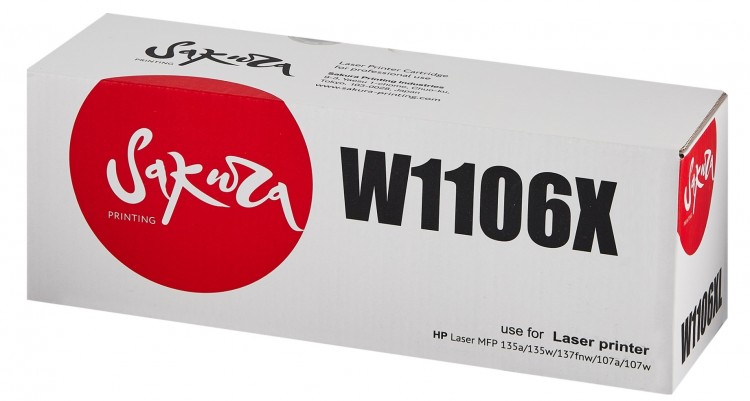 Картридж SAKURA W1106X для HP Laser 107a, 107r, 107w, 135aMFP, 135rMFP ...