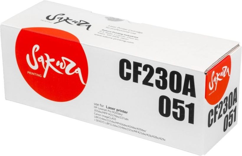 Картридж SAKURA CF230A,051 для HP и Canon, черный, 1 700 к.