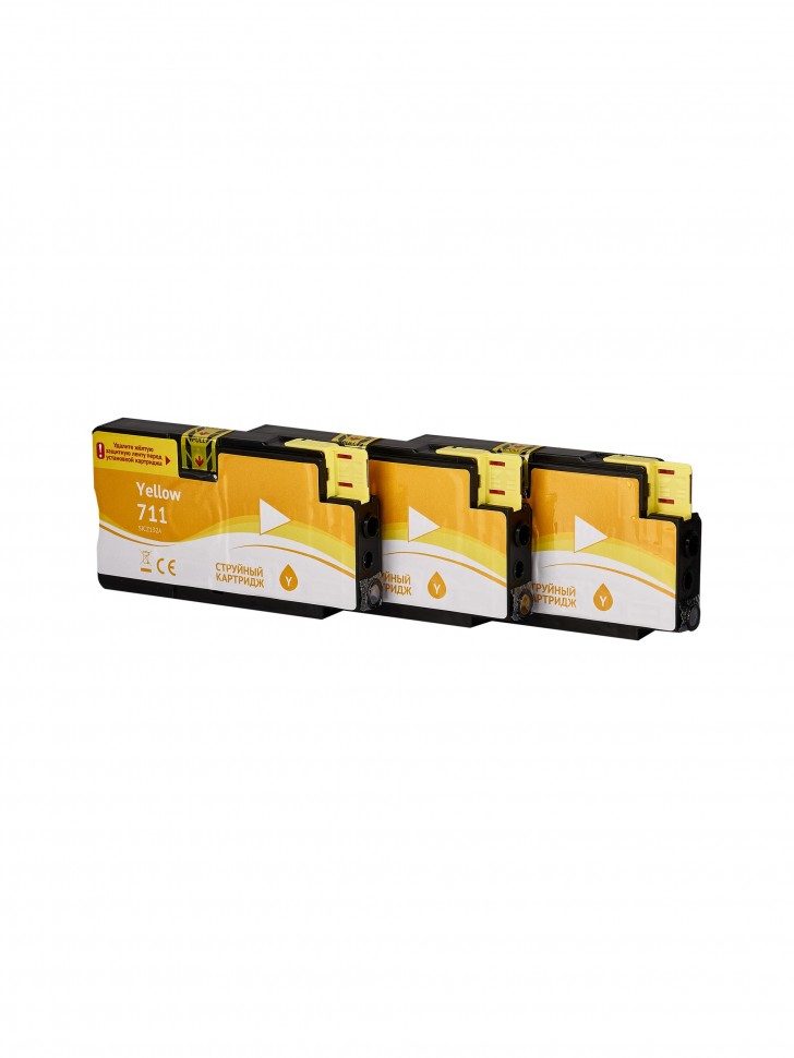 Струйный картридж Sakura CZ136A (№711 Yellow 3-pack) для HP Designjet T120/T520 ePrinter, желтый, 26 мл. (3шт)