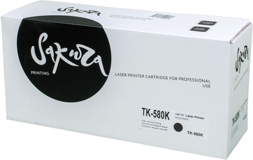 Картридж SAKURA TK580K для Kyocera Mita FS-5150DN, 5250D, черный, 3500 к.