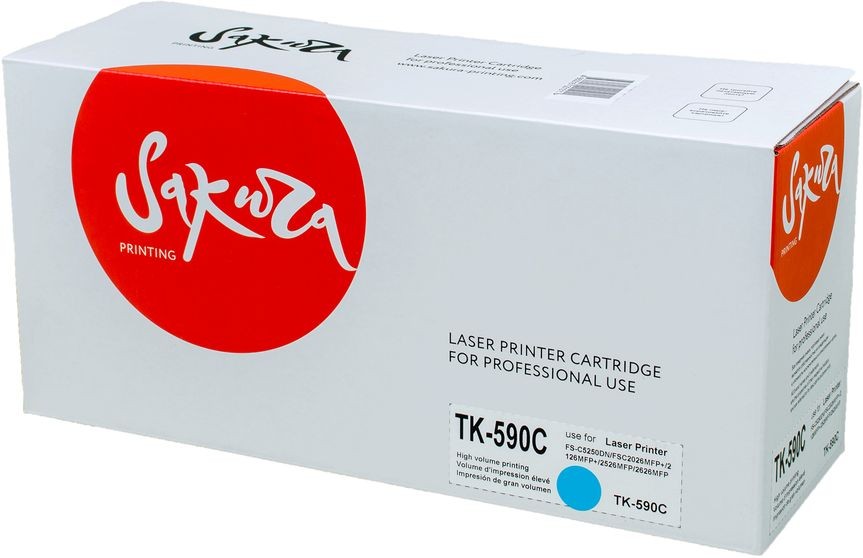 Картридж SAKURA TK590C для Kyocera Mita FS-C2126MFP, FS-C2026, голубой, 5000 к.