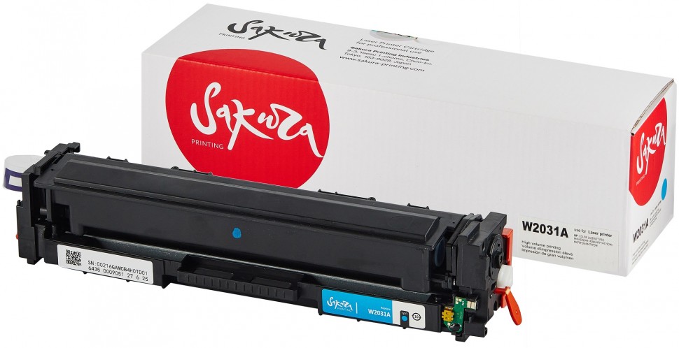 Картридж SAKURA W2031A (HP 415A) для HP LaserJet Pro M454, MFP M479, голубой, 2100 к.