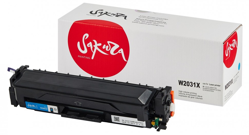 Картридж SAKURA W2031X (HP 415X) для HP LaserJet Pro M454, MFP M479, голубой, 6000 к.