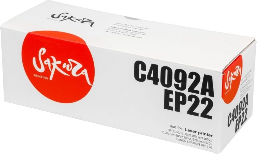 Картридж SAKURA C4092A/EP22 для HP LJ 1100, 1100A, 3200, Canon LBP-800, 810, 1110, 1120, черный, 2500 к.