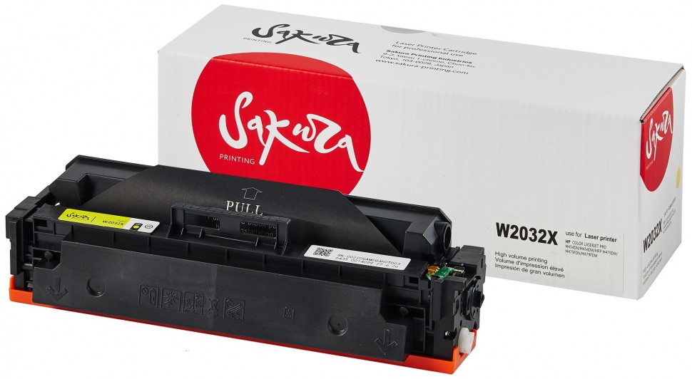 Картридж SAKURA W2032X (HP 415X) для HP LaserJet Pro M454, MFP M479, желтый, 6000 к.