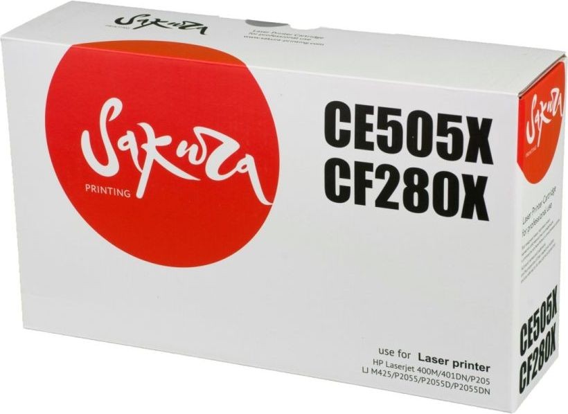 Картридж SAKURA CE505X/CF280X для HP Laserjet 400M, 401, DNP205, черный, 6900 к.
