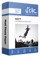 Фотобумага S&#039;OK матовая, формат А4, плотность 230г/м2, 50 листов