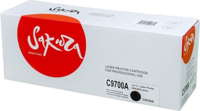 Картридж SAKURA C9700A для HP Color LaserJet 1500, 2500 series, черный, 4000 к.