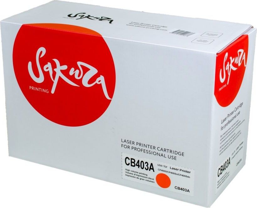 Картридж SAKURA CB403A для HP Color LaserJet CP4005, CP4005n, CP4005dn, пурпурный, 7500 к.